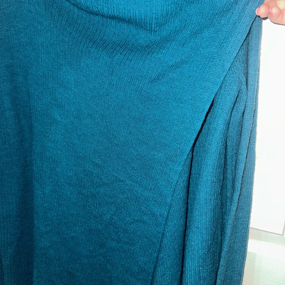 Eileen Fisher Blue Teal Royal Alpaca Women's Open Cardigan